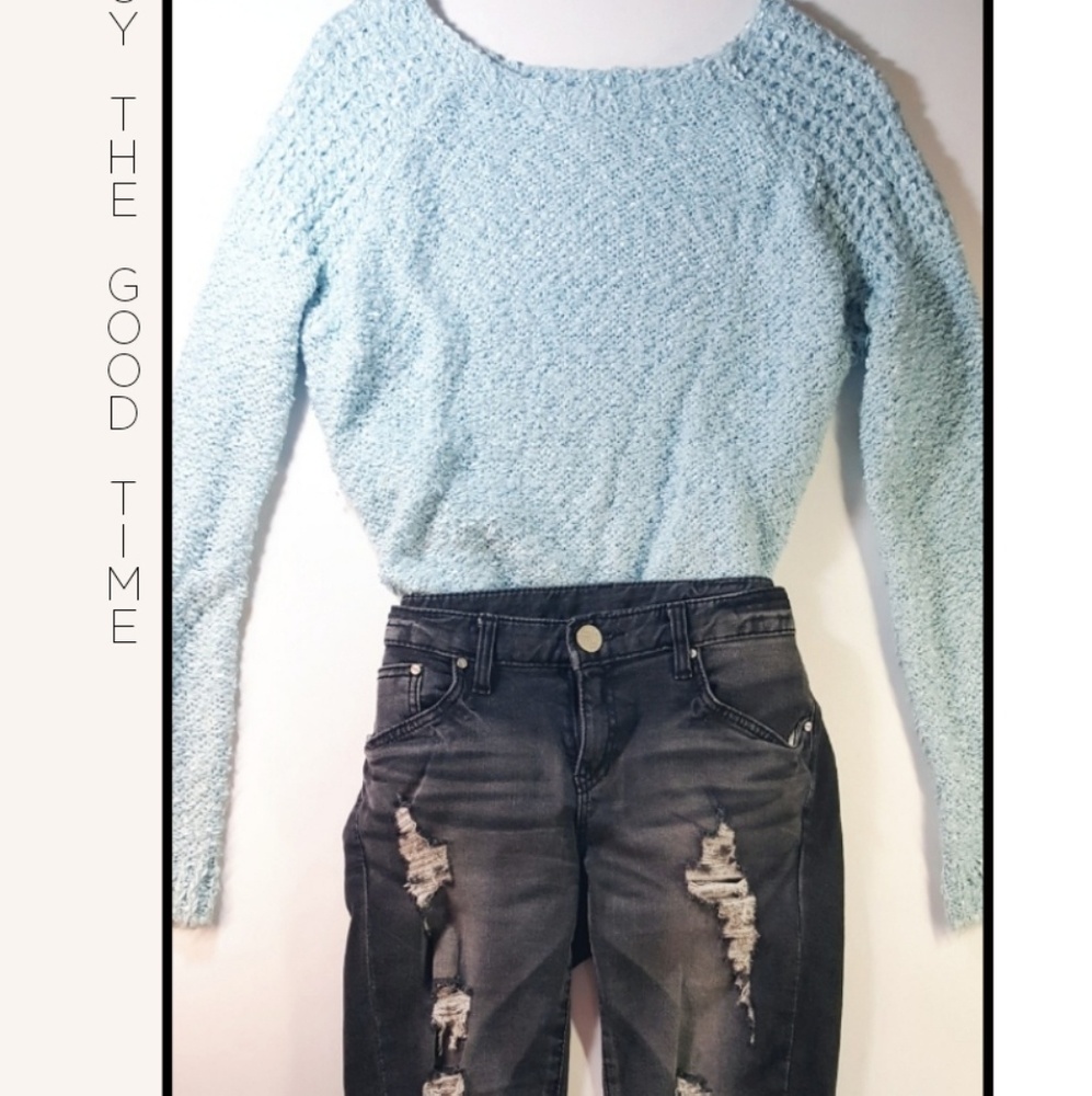 Knit + Knee Length Denim Pants (Set)